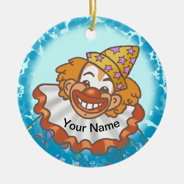 Laugh Clown Face Ceramic Ornament (Front)