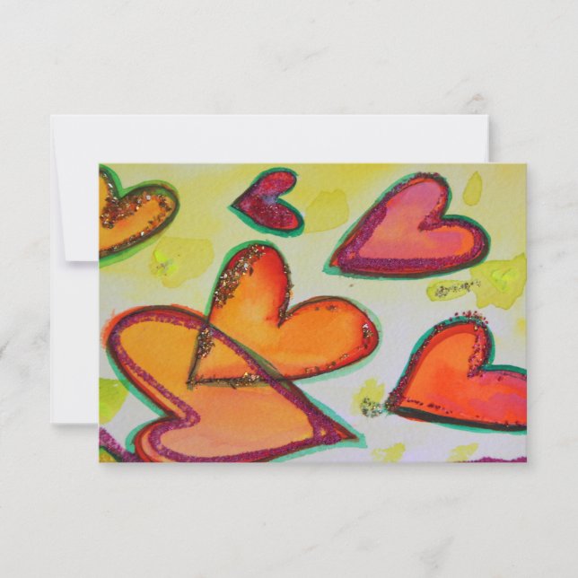 Laugh Hearts Flying Small Invitation or Invite (Front)