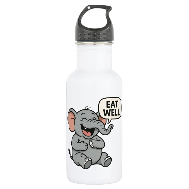Laugh It Off! Funny Laughing Elephant Water Bottle (Front)
