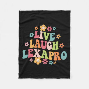Laugh Lexapro Groovy Mental Health Therapist Anxie Fleece Blanket