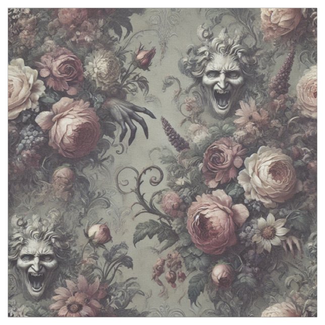 Laugh Lines – Gothic Statement Tile Fabric (Swatch)