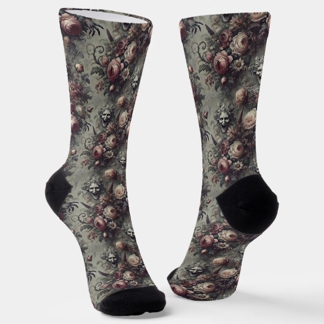 Laugh Lines – Gothic Victorian Tapestry  Socks (Angled)