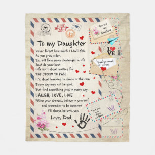 Laugh, Love, Live For Daughter - Love Dad Fleece Blanket