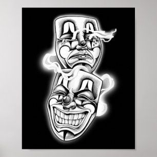 Laugh Now Cry Later Chicano Tattoo Flash Poster