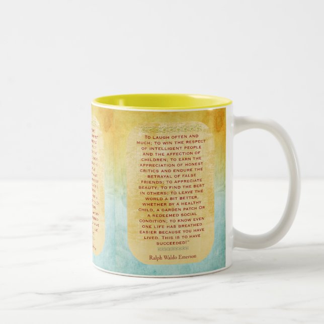 Laugh Often and Much -- Emerson quote Two-Tone Coffee Mug (Right)