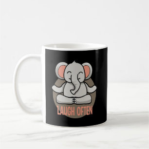 Laugh often Kawaii baby elephant doing yoga poses  Coffee Mug