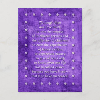 Laugh often, love much… postcard