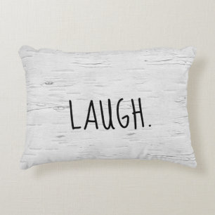 LAUGH Text On Birch Tree Accent Pillow