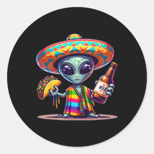 Laugh With Aliens Tacos And Beer Cinco De Mayo Fie Classic Round Sticker