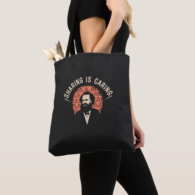 Laugh with Karl Marx Memes - Sharing Is Caring Tote Bag (Close Up)