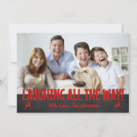 Laughing All The Way Custom Christmas Card<br><div class="desc">This chalkboard customisable Christmas greeting card is perfect for the happiest of families. Customise the text and photos to make this a personalised holiday card.</div>