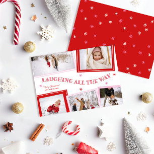Laughing all the way fun photo collage Christmas Holiday Card