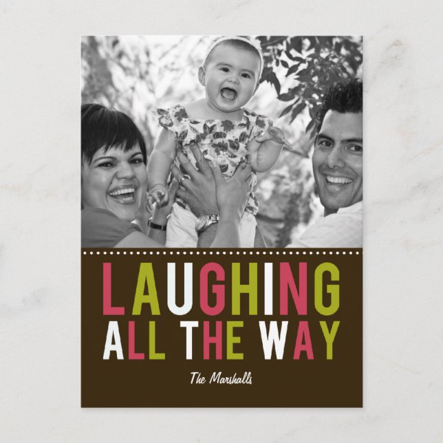Laughing All The Way Holiday Photo Card Postcard (Front)