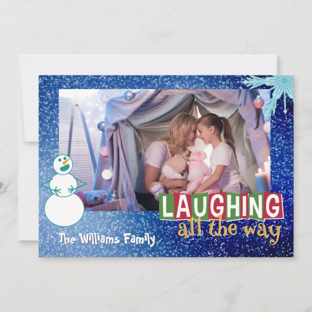Laughing All The Way Snowman Photo Card (Front)