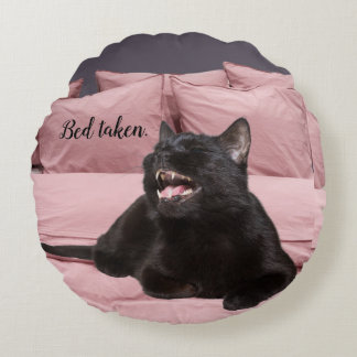 Laughing Black Cat Throw Pillow