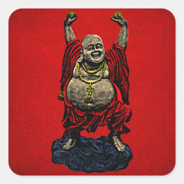 Laughing Buddha (4 colour) Square Sticker (Front)