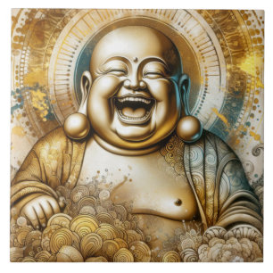 Laughing Buddha Ceramic Tile