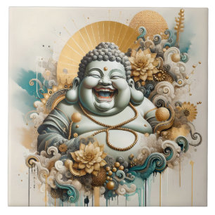 Laughing Buddha Ceramic Tile