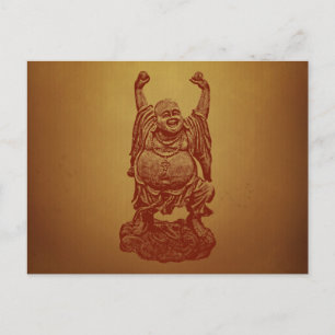 Laughing Buddha (dark red) Postcard
