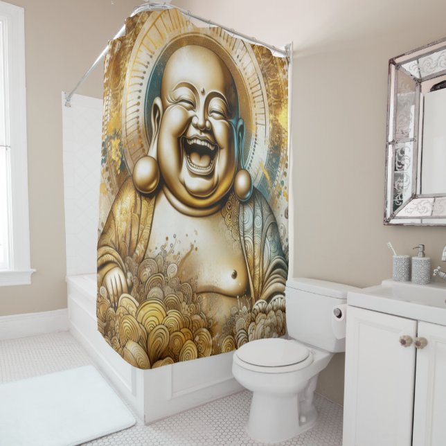 Laughing Buddha Shower Curtain (In Situ)