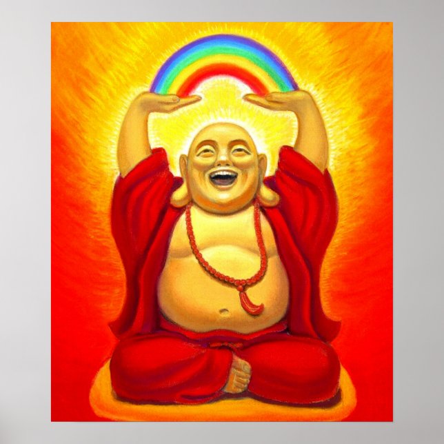 Laughing Buddha Spiritual Art Poster (Front)