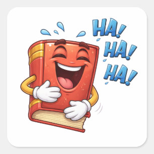 Laughing Cartoon Book Character Sticker