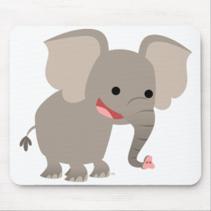 Laughing Cartoon Elephant Mousepad