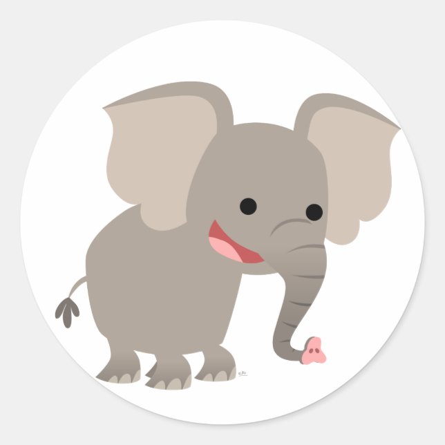 Laughing Cartoon Elephant  Sticker (Front)
