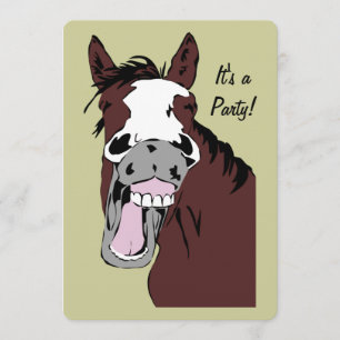 Laughing Cartoon Horse Birthday Custom Invite