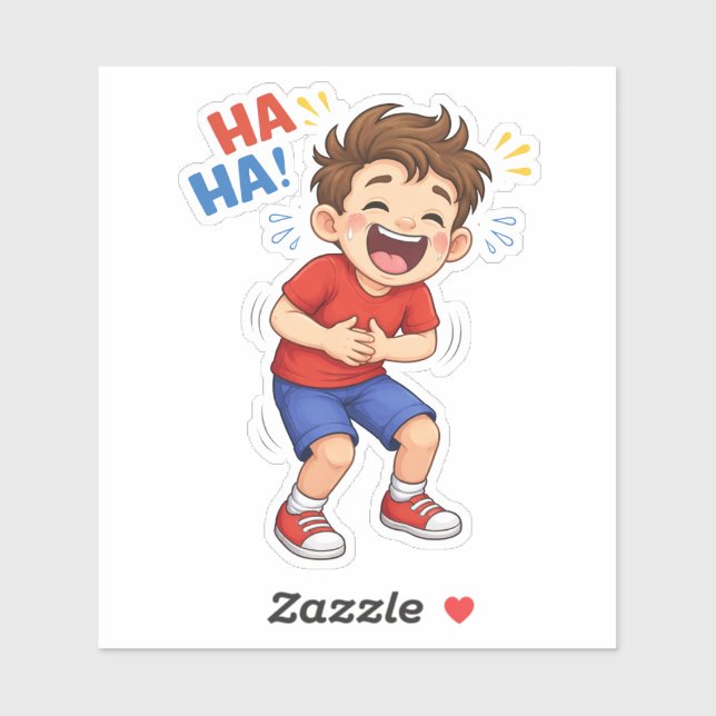 Laughing Cartoon Kid Custom-Cut Vinyl Sticker (Sheet)
