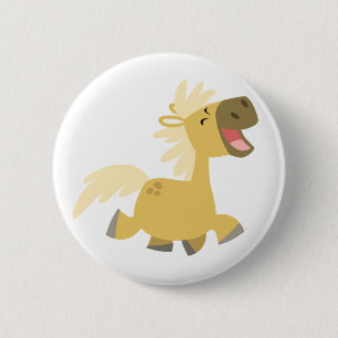 Laughing Cartoon Pony button badge