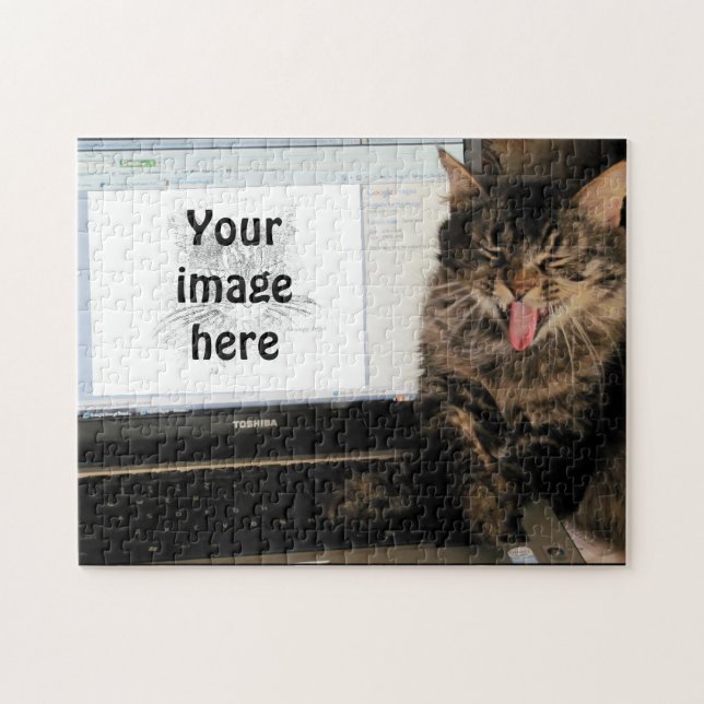 Laughing Cat Meme Your Image on Computer Jigsaw Puzzle (Horizontal)