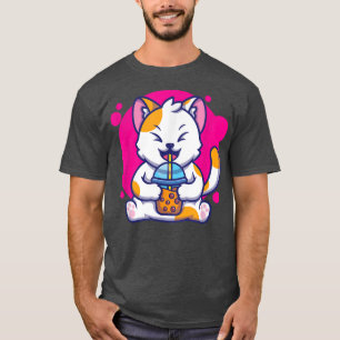 Laughing Cat Neko Kawaii Boba Tea In Anime Style 1 T-Shirt