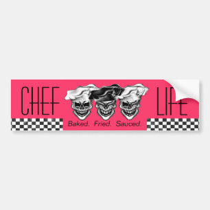 Laughing Chef Skulls Bumper Sticker