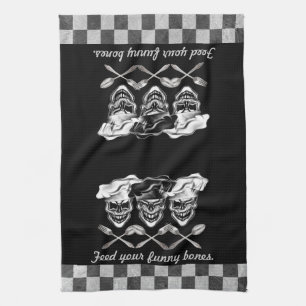Laughing Chef Skulls Tea Towel