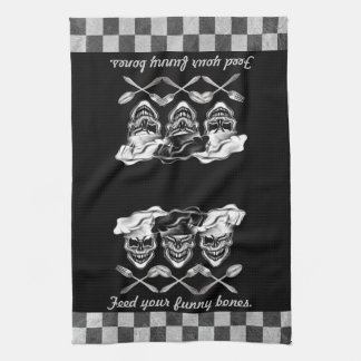 Laughing Chef Skulls Tea Towel