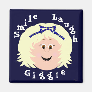 Laughing Childs Face Blonde Hair Magnet
