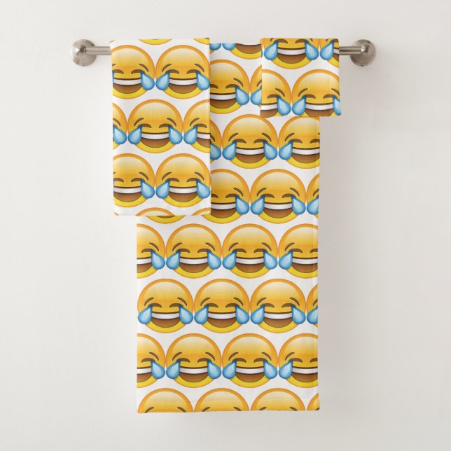 Laughing Crying Tears of Joy emoji Bath Towel Set (Insitu)