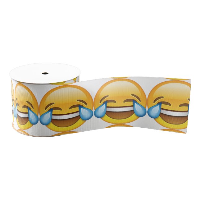 Laughing Crying Tears of Joy emoji Grosgrain Ribbon (Spool)