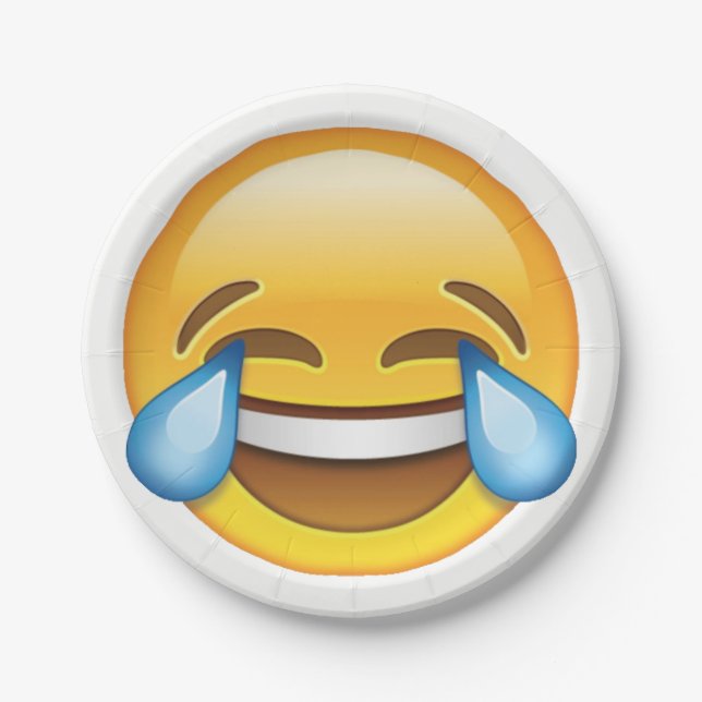 Laughing Crying Tears of Joy emoji Paper Plate (Front)