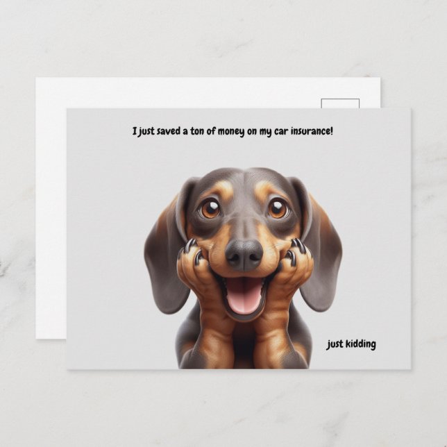 Laughing Dachshund postcard (Front/Back)