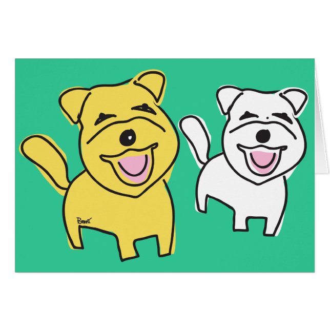 Laughing Doggies Blank Card (Front Horizontal)