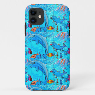 laughing dolphins blue case