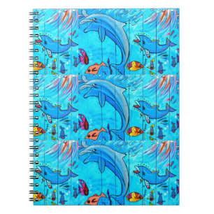 laughing dolphins blue notebook