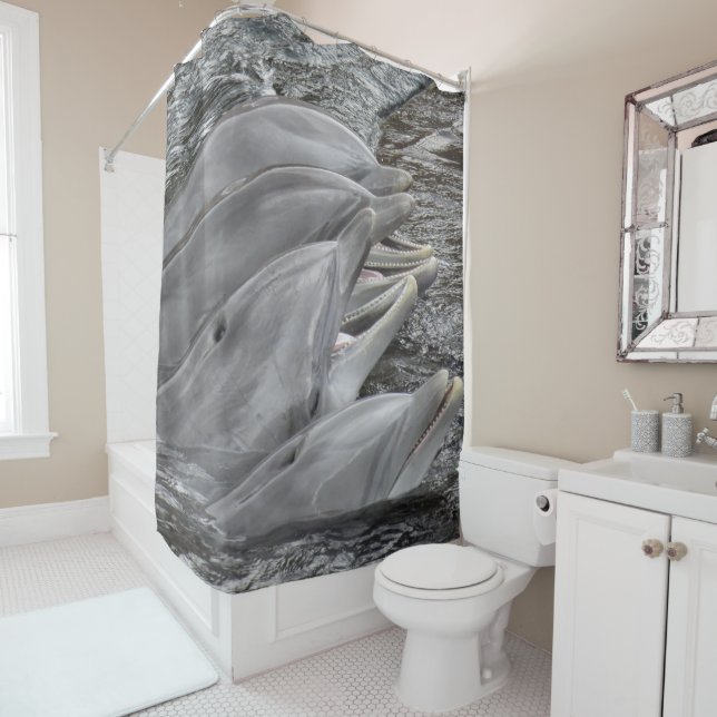 Laughing Dolphins Shower Curtain (In Situ)