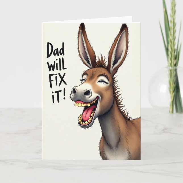 Laughing Donkey Fathers Day Card (Front)