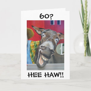 "LAUGHING DONKEY GREETING" FOR "60th" BIRTHDAY Card