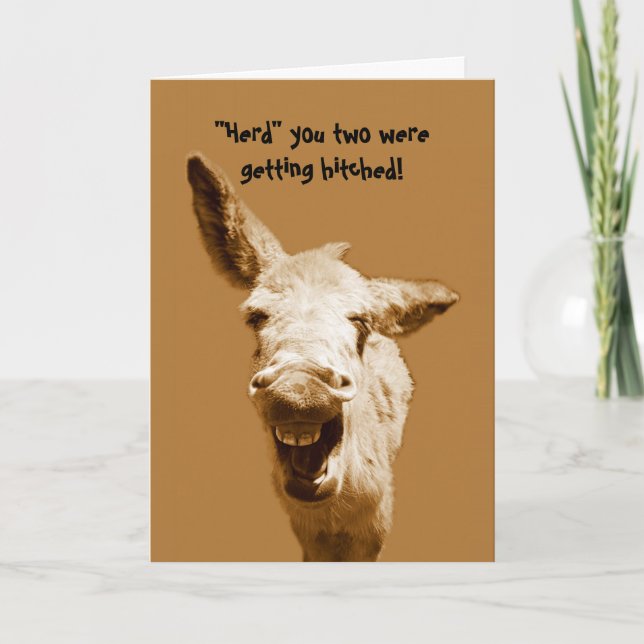 Laughing Donkey Wedding Wishes Card (Front)