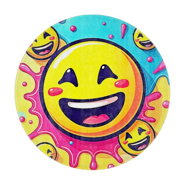 Laughing Emoji Splash Party Cutting Board (Front)