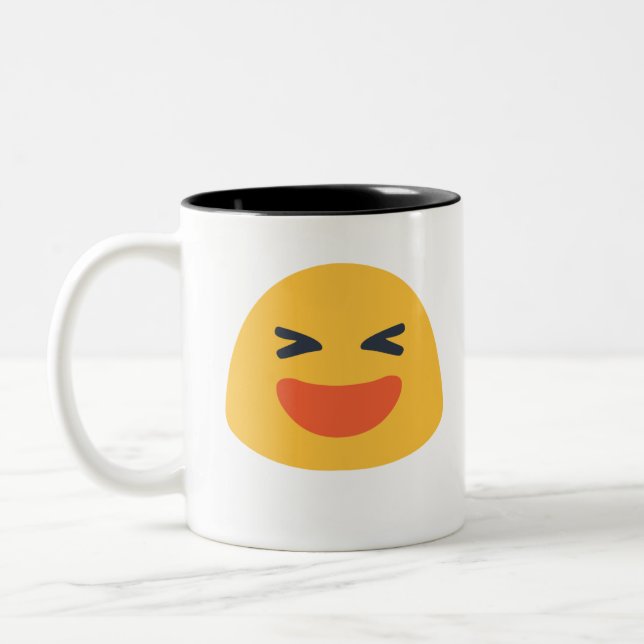 Laughing Emoji Two-Tone Coffee Mug (Left)